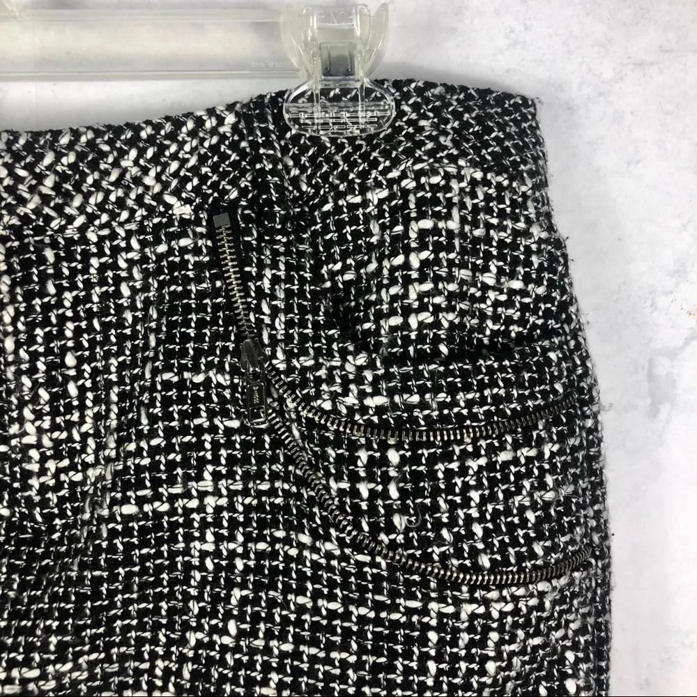 [Allen B] Black Textured Tweed Skirt